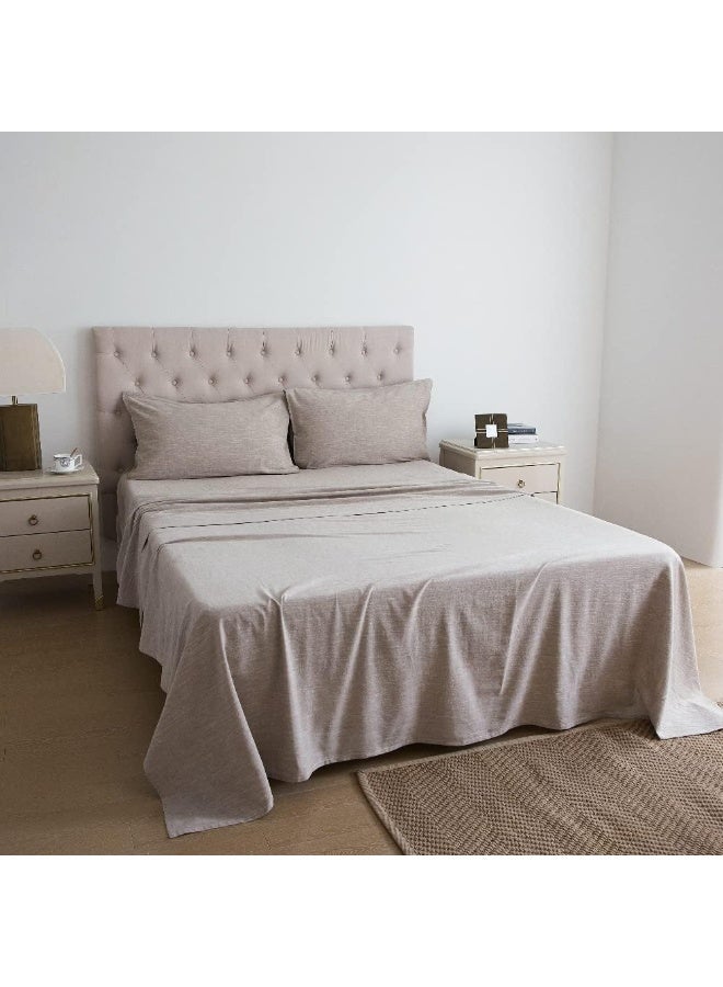 HOMICIA Stonewashed Cotton/Linen Sheets Set King, 4 PC Breathable and Skin-Friendly Bedding Set - Image 1